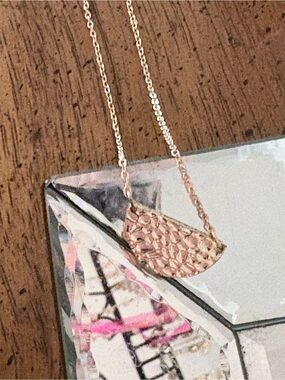 Amazon Rose Gold Textured Crescent Necklace